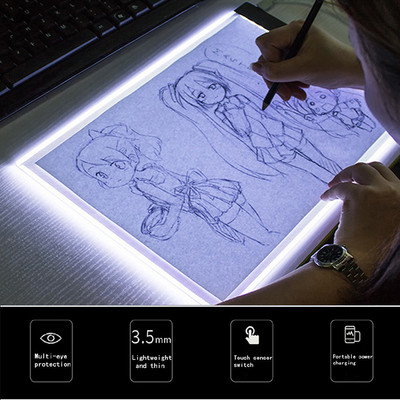 A5 LED-joonistuslauad Jälgitahvlid koopiaplokid LED-joonistustahvelplaadi kunsti kirjutuslaud Astmeta hämardamisega Artcrafti valguskast