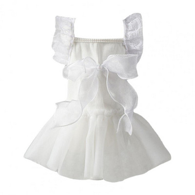 Kisállat ruha csípős minta vájt csipke hálós patchwork redőzött szegély csíkos fényképezés kellékek hercegnő macska kutya esküvői ruha