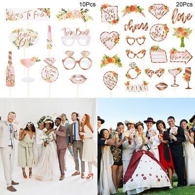 Team Bride Wedding Photo Booth Props Γυαλιά Bachelorette Hen Party Decoration Supplies Bride to be Just Married Photobooth Δώρο