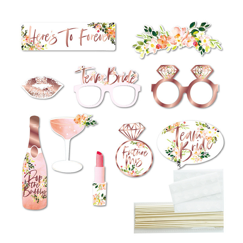 Komandas līgavas kāzu foto kabīnes rekvizīti Brilles Vecmeitu ballītes dekorēšanai Piederumi Līgavai, kas tikko apprecējusies, fotokabīnes dāvana