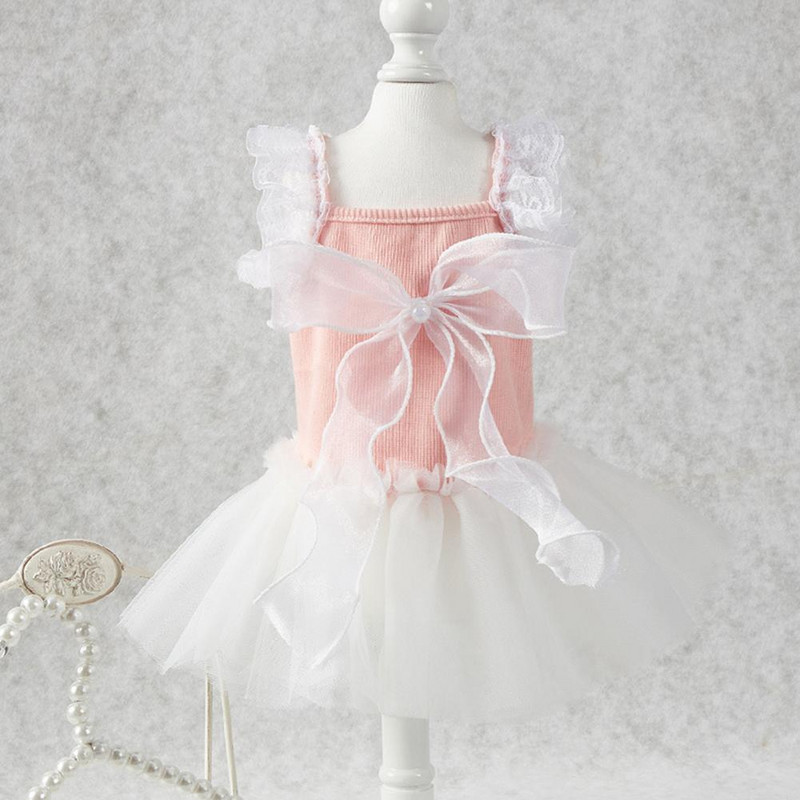 Burvīga, burvīga vasaras kaķa kāzu kleita, poliestera suņu kleita, bantīšu dizains ballīšu apģērbam