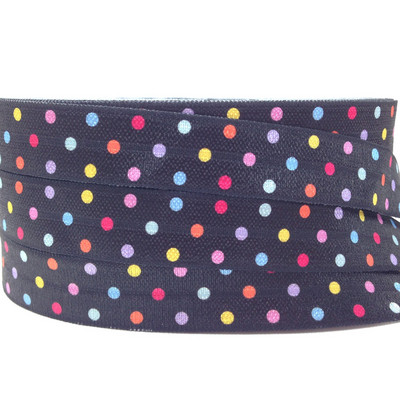 5 Yards 16mm Színes csillagnyomott Hajts rá elasztikus kis pöttyök FOE kézzel készített kiegészítők barkács Hajnyakkendő Party Dekor szalag