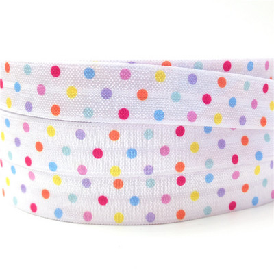5 Yards 16mm Színes csillagnyomott Hajts rá elasztikus kis pöttyök FOE kézzel készített kiegészítők barkács Hajnyakkendő Party Dekor szalag