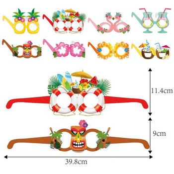 8Pcs Summer Theme Hawaiian Glasses Фото кабина Реквизит Фламинго Ананас Очила Summer Beach Birthday Party Fun Supplies