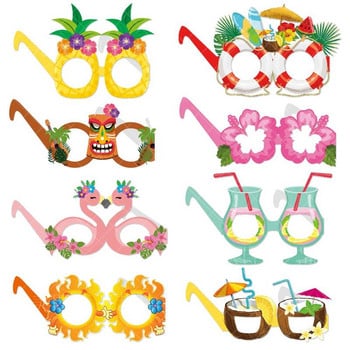 8Pcs Summer Theme Hawaiian Glasses Фото кабина Реквизит Фламинго Ананас Очила Summer Beach Birthday Party Fun Supplies