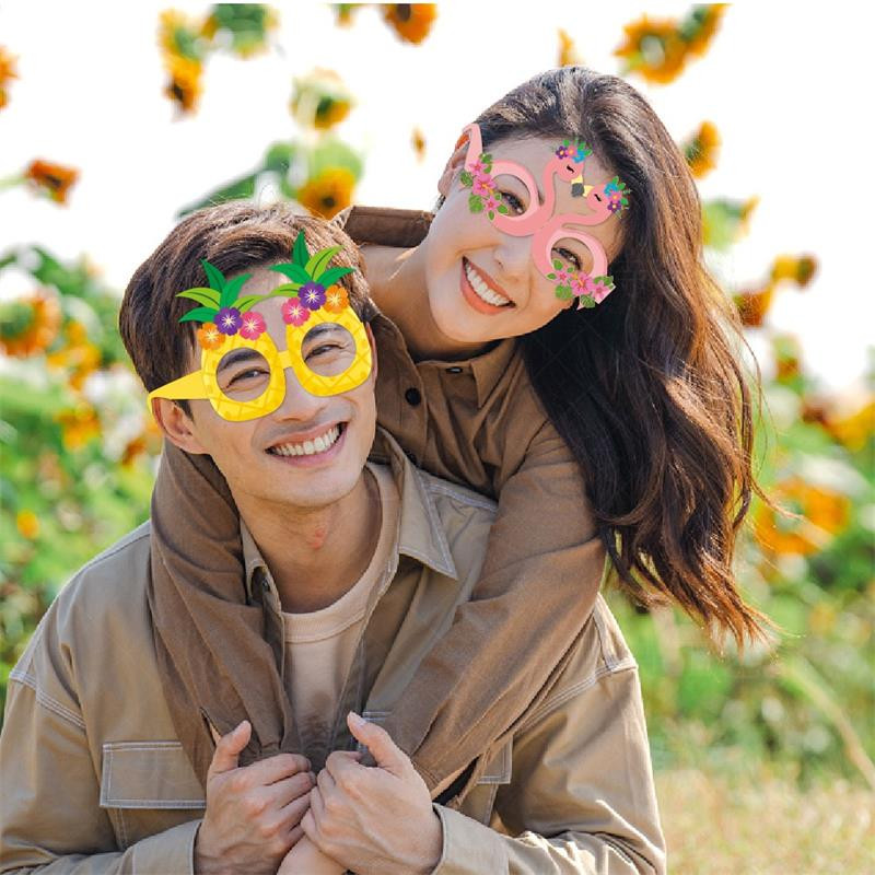 8gab Vasaras tēmas Havaju salu brilles Foto kabīnes rekvizīti Flamingo ananāsu brilles Vasaras pludmales dzimšanas dienas ballītes izklaides piederumi