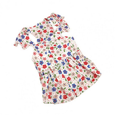 Nyári kutyaruha Fodros ujjú virágmintás vékony, elegáns ruha Macska Bichon Frise kis uszkár kutyaruhák