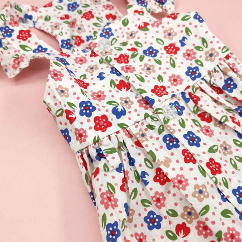 Nyári kutyaruha Fodros ujjú virágmintás vékony, elegáns ruha Macska Bichon Frise kis uszkár kutyaruhák