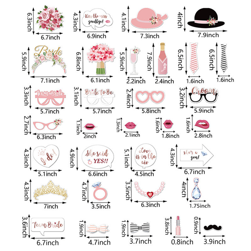 20/32db Fotófülke kellékek Esküvői dekoráció Csapat menyasszony legénybúcsú dekoráció Kézi maszk Photobooth kellékek