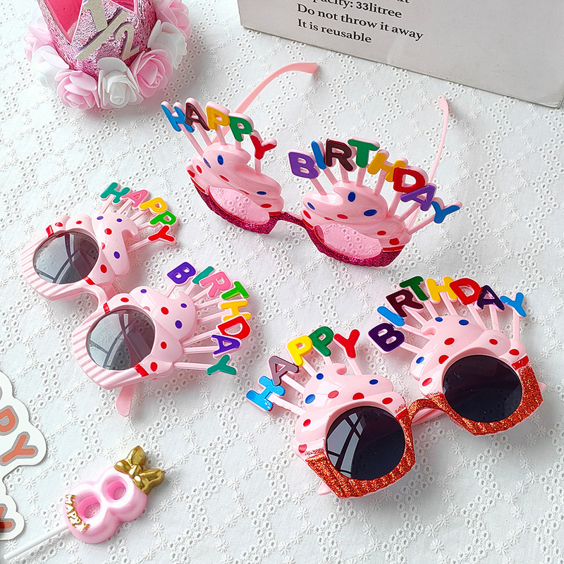 Daudz laimes dzimšanas dienā ballītes brilles Smieklīgas radošas kūkas sveču fotografēšanas rekvizīti Pieaugušiem Bērniem Vientuļi Jauki Dekorācijas piederumi Vairumtirdzniecība