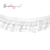 BRISTLEGRASS 2 5 10 jards, 1 collas, 25 mm, 2 slāņu sudraba mirdzums, volānveida mežģīņu apdare, elastīga spandeksa lente