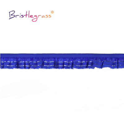 BRISTLEGRASS 2 5 10 jards, 1 collas, 25 mm, 2 slāņu sudraba mirdzums, volānveida mežģīņu apdare, elastīga spandeksa lente