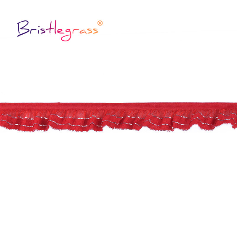 BRISTLEGRASS 2 5 10 jards, 1 collas, 25 mm, 2 slāņu sudraba mirdzums, volānveida mežģīņu apdare, elastīga spandeksa lente