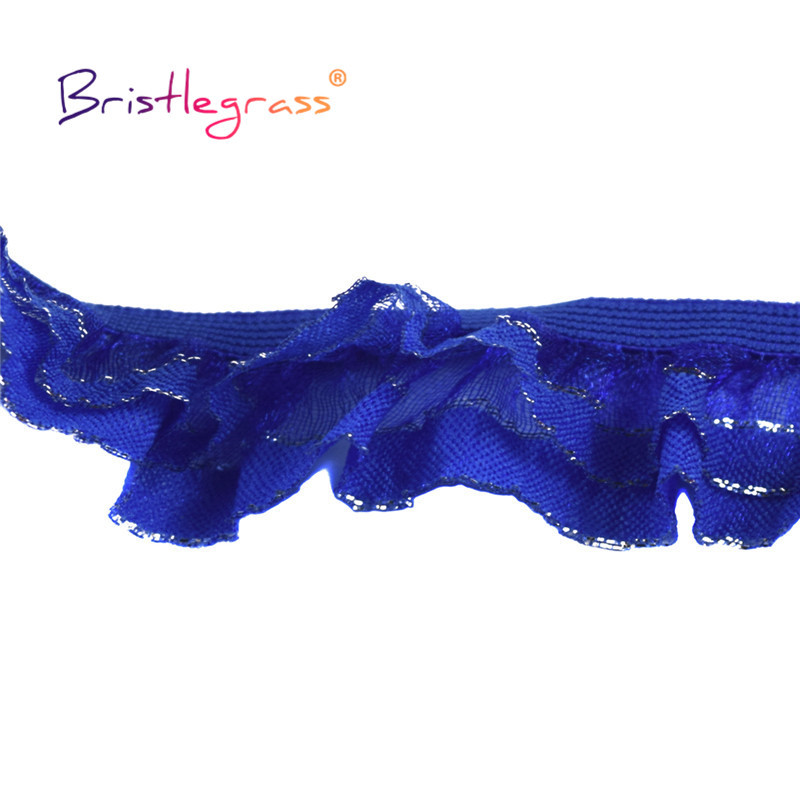 BRISTLEGRASS 2 5 10 jards, 1 collas, 25 mm, 2 slāņu sudraba mirdzums, volānveida mežģīņu apdare, elastīga spandeksa lente