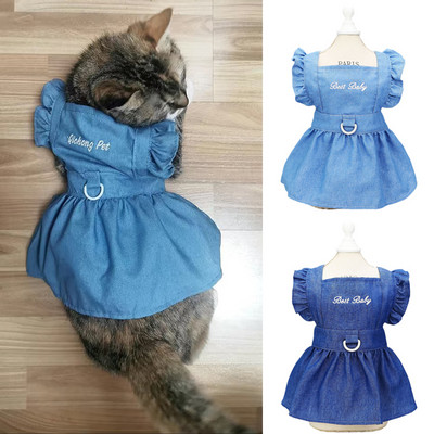 Sphynx Cat Demin Skirt Dress for Cats Gotas Fashion Pet Jean Clothes with Buckle Garfield Kitten Dog Dresses mascotas Clothing