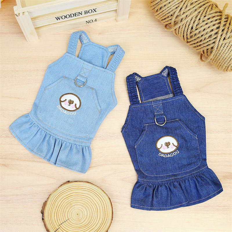 Sphynx Cat Demin szoknya ruha macskáknak Gotas Divat Pet Jean Ruhák csattal Garfield Kitten Dog Ruhák kabalák Ruházat