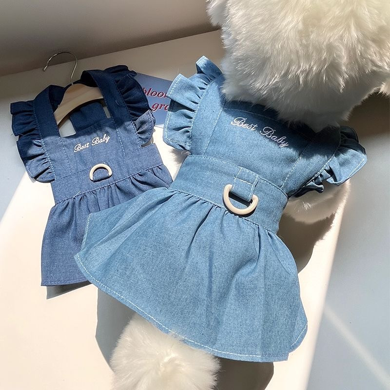 Sphynx Cat Demin szoknya ruha macskáknak Gotas Divat Pet Jean Ruhák csattal Garfield Kitten Dog Ruhák kabalák Ruházat