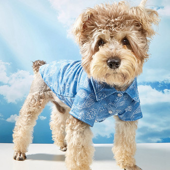 Тениска с щампи за кучета, летни дрехи за домашни любимци, тениска с фолклорен стил, котка, котка, дишаща риза за кученца за малко, средно голямо куче