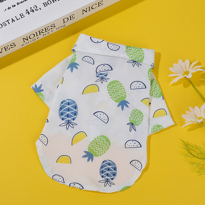 Vasaras viegls mājdzīvnieku suņu apģērbs multfilma ar ananāsu apdruku Poliestera mīksts kaķēnu krekls Dizaina apģērbs mājdzīvniekiem kaķiem