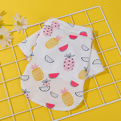 Vasaras viegls mājdzīvnieku suņu apģērbs multfilma ar ananāsu apdruku Poliestera mīksts kaķēnu krekls Dizaina apģērbs mājdzīvniekiem kaķiem