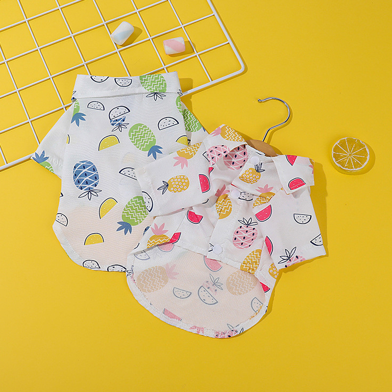 Vasaras viegls mājdzīvnieku suņu apģērbs multfilma ar ananāsu apdruku Poliestera mīksts kaķēnu krekls Dizaina apģērbs mājdzīvniekiem kaķiem