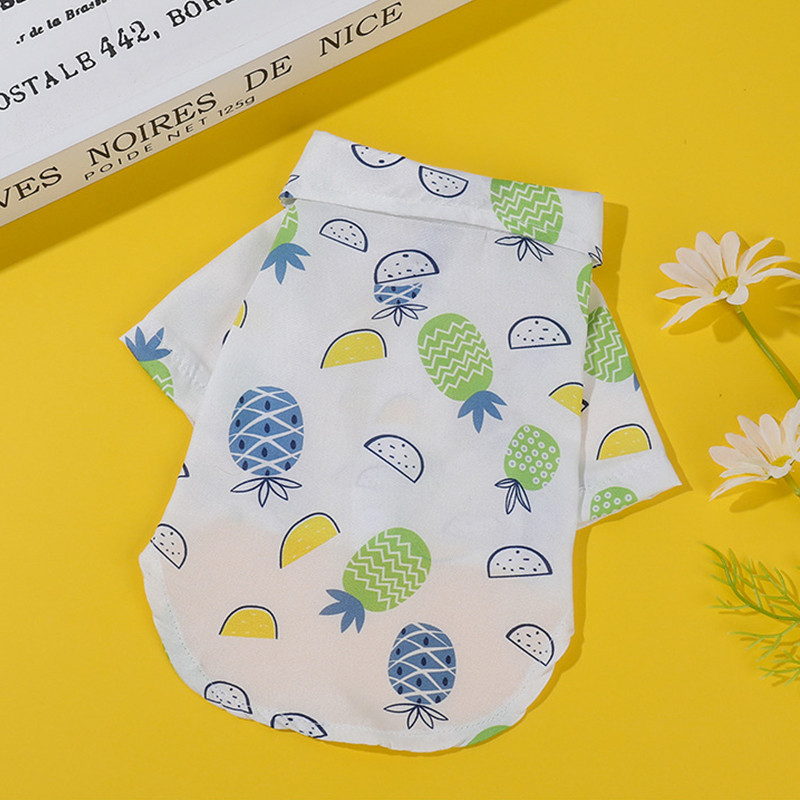 Vasaras viegls mājdzīvnieku suņu apģērbs multfilma ar ananāsu apdruku Poliestera mīksts kaķēnu krekls Dizaina apģērbs mājdzīvniekiem kaķiem