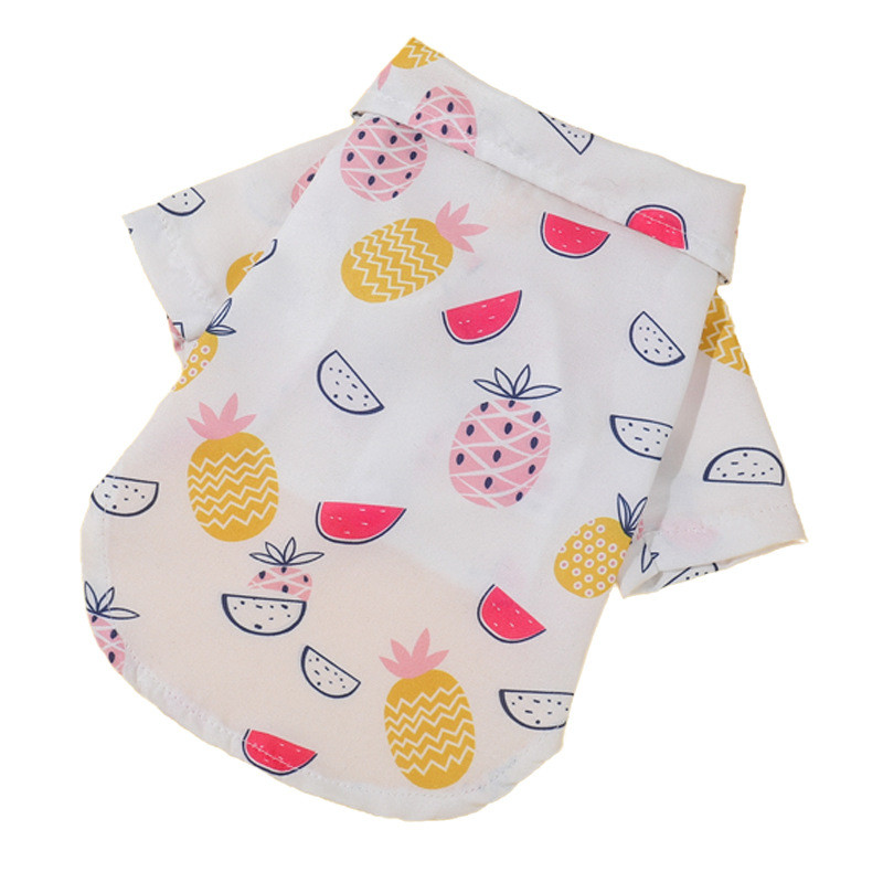 Vasaras viegls mājdzīvnieku suņu apģērbs multfilma ar ananāsu apdruku Poliestera mīksts kaķēnu krekls Dizaina apģērbs mājdzīvniekiem kaķiem