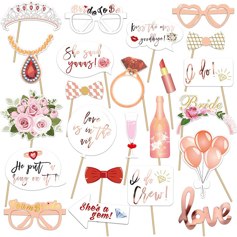 Bride To Be Wedding Photo Booth Props Just Married Photobooth Hen Party Decorations Team Νυφικό ντους Bachelorette Party
