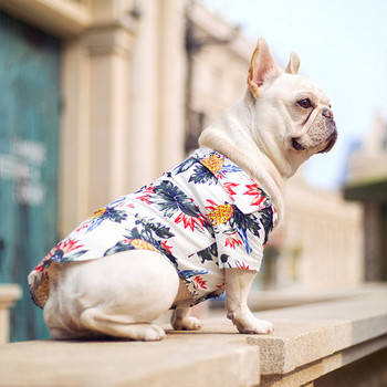 Καλοκαιρινό πουκάμισο για σκύλους γιλέκο παραλίας μόδας Χαβάης ρούχα για κατοικίδια Μπλουζάκι γάτας για μικρά σκυλιά με μανίκια δέντρο καρύδας στολές για κατοικίδια