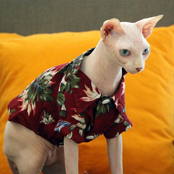 Лятна кучешка риза, жилетка, плажна мода, хавайски дрехи за домашни любимци, котешка риза, къса за малки кучета, щампа с кокосово дърво, дрехи за домашни любимци