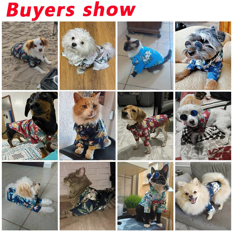 Nyári kutyapóló Mellény Strand divat Hawaii kisállatruházat Macska ing rövid kis kutyáknak Ujj kókuszfa nyomtatás Kisállat ruhák