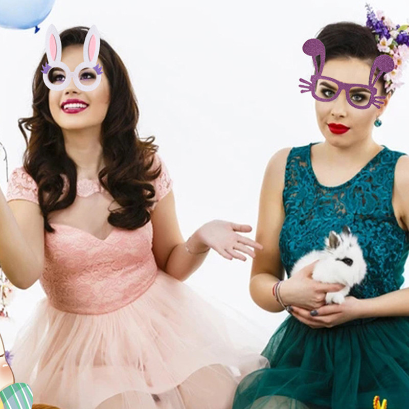 Újévi dekorációk 2023-hoz Fényképészeti kellékek A Nyúl éve Nyulak Szemüvegek Photobooth Húsvéti parti dekorációk