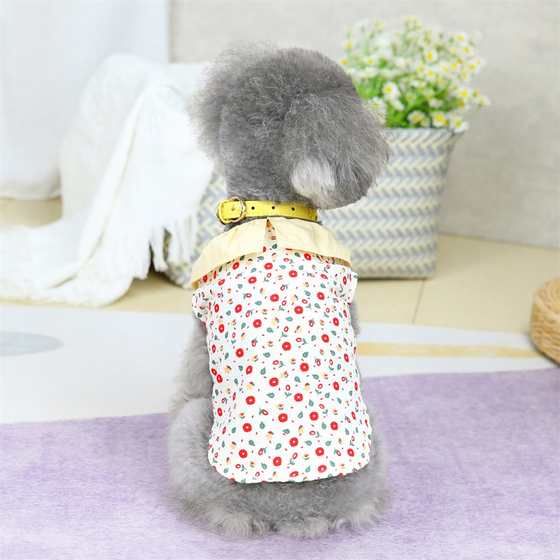 Nyári tavaszi virágmintás kisállatruhák édes ingek kis és közepes kutyáknak bichon mackó schnauzer kölyök jelmezek