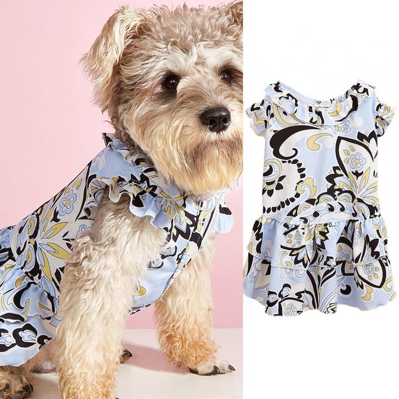 Modes mājdzīvnieku kleita, kas nav stingra, dinamiskas krāsas mājdzīvnieku piederumi Ērts kucēnu apģērbs Etniska raksta svārki