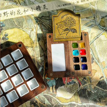 Φορητό Ταξιδιωτικό Ξύλινο Χειροποίητο Παλέτα Ζωγραφικής Ακουαρέλας Δίσκος λαδιού Κουτί Άδειο Κουτί Μίνι Μαύρη Καρυδιά Paint Box Προμήθεια βαφής