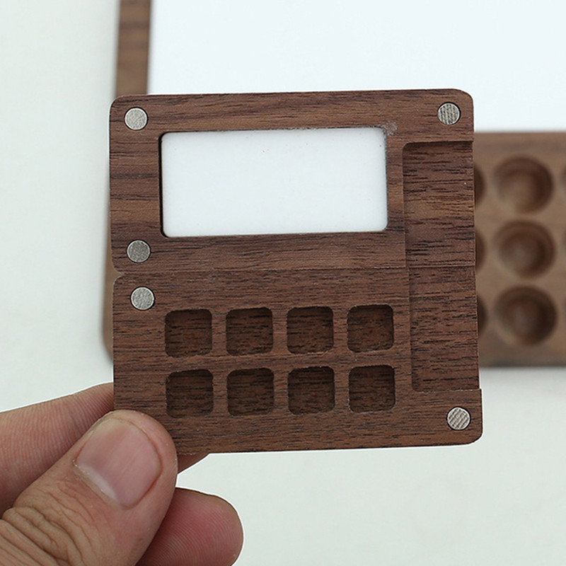 Nešiojami kelioniniai mediniai rankų darbo akvarelinių dažų paletės aliejinių dažų dėklo dėžutė tuščia dėžutė mini juodo riešutmedžio dažų dėžutės dažų tiekimas