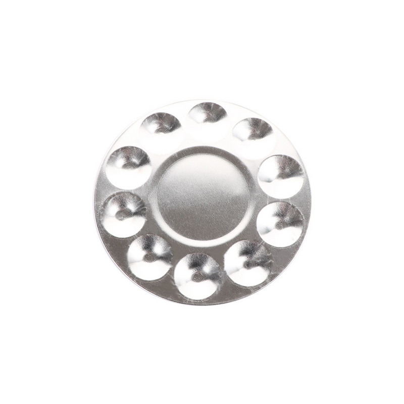 1 vnt Menininko apvalių dažų paletės padėklas Metalo menininko akvarelės dažų maišymo paletės padėklas tapybos reikmenys maišymo įrankis 10 šulinių