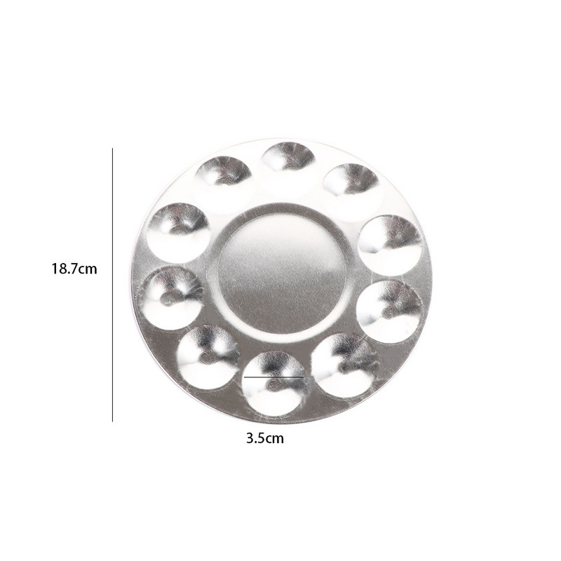 1 vnt Menininko apvalių dažų paletės padėklas Metalo menininko akvarelės dažų maišymo paletės padėklas tapybos reikmenys maišymo įrankis 10 šulinių