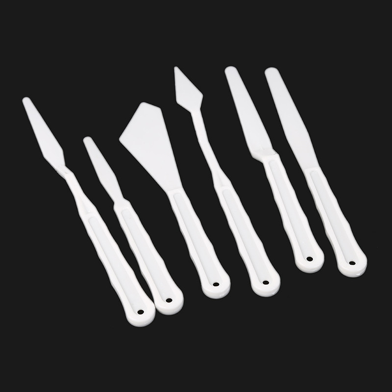 6 vnt / rinkinys Plastikinis tapybos peilis Mentele Paletė Peilis Aliejinės tapybos priedai Spalvų maišymas aliejiniam, drobės, akrilo tapybai