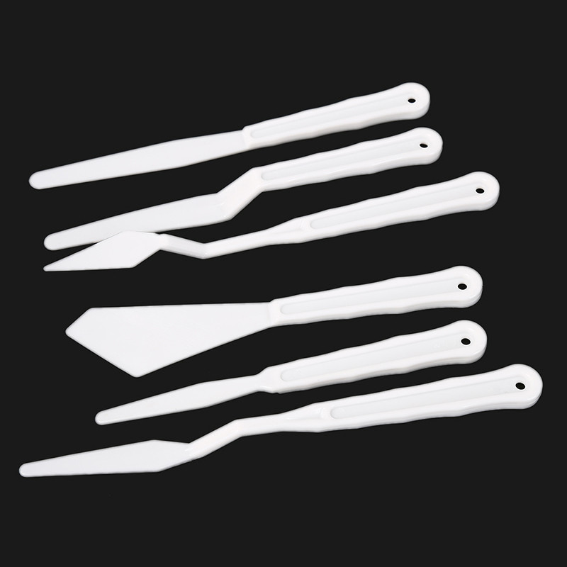 6 vnt / rinkinys Plastikinis tapybos peilis Mentele Paletė Peilis Aliejinės tapybos priedai Spalvų maišymas aliejiniam, drobės, akrilo tapybai