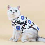 Suņu krekls ar ziedu apdruku Nesarūkošs ikdienas mājdzīvnieku T-krekls ar divām kājām mājdzīvnieku drēbēm одежда для собак