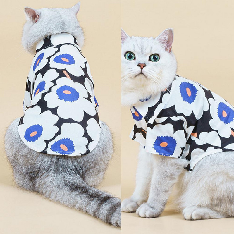 Suņu krekls ar ziedu apdruku Nesarūkošs ikdienas mājdzīvnieku T-krekls ar divām kājām mājdzīvnieku drēbēm одежда для собак