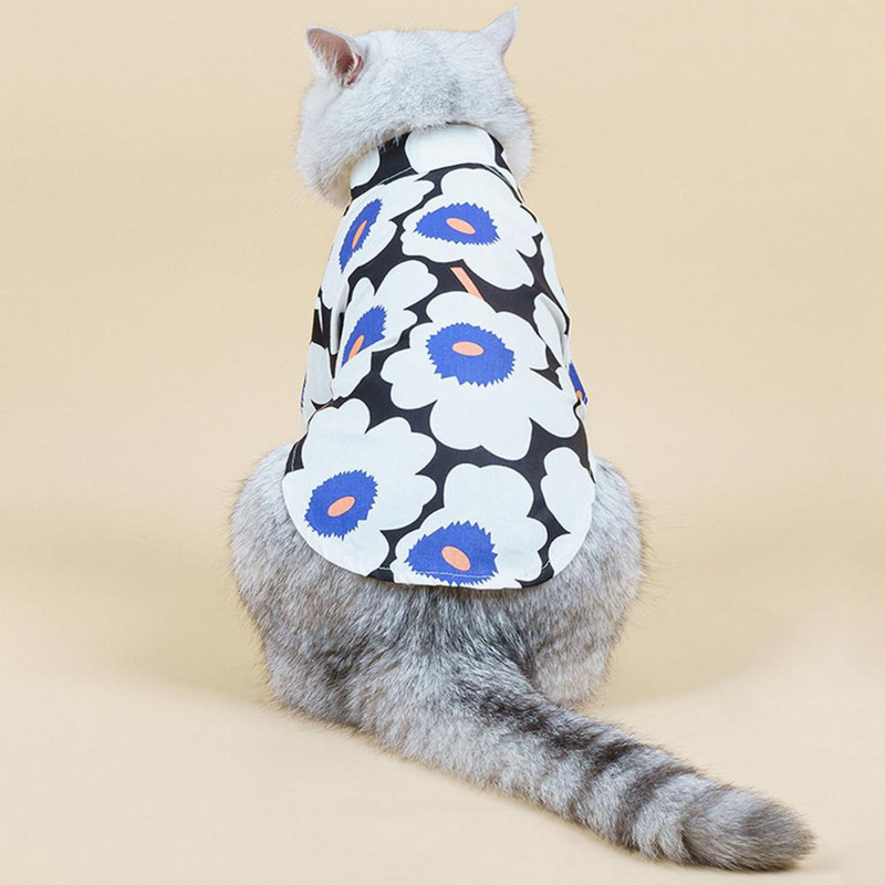 Suņu krekls ar ziedu apdruku Nesarūkošs ikdienas mājdzīvnieku T-krekls ar divām kājām mājdzīvnieku drēbēm одежда для собак