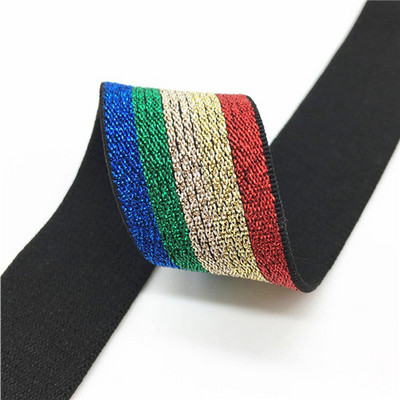 Mirdzoša elastīga lente 25 mm neilona krāsaina svītra, jostas jostasvieta, gumija