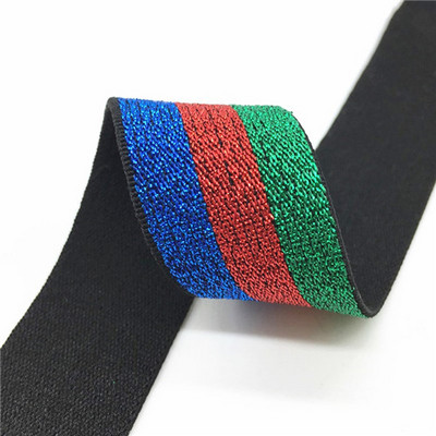 Mirdzoša elastīga lente 25 mm neilona krāsaina svītra, jostas jostasvieta, gumija