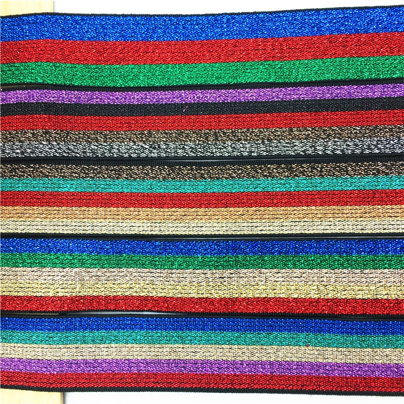 Mirdzoša elastīga lente 25 mm neilona krāsaina svītra, jostas jostasvieta, gumija