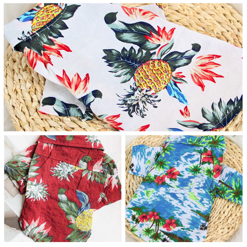 Jauns Havaju salu stila mājdzīvnieku apģērbs ar apdruku vasaras kokvilnas krekls, elpojošs mazam sunim, kaķim, rotaļlieta, svars 1,65-8 kg, mājdzīvnieku apģērbs XS-XXL