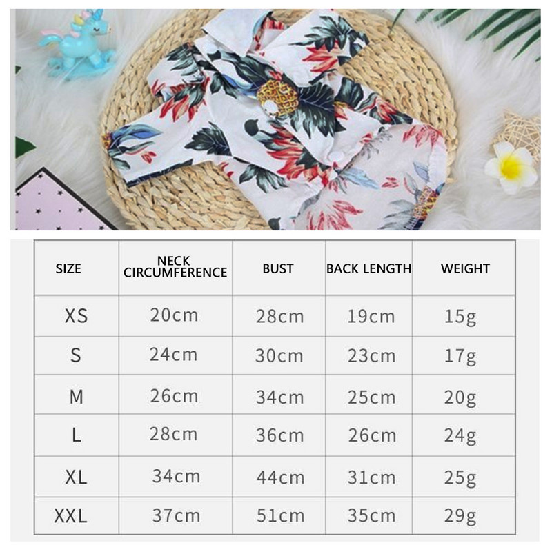 Jauns Havaju salu stila mājdzīvnieku apģērbs ar apdruku vasaras kokvilnas krekls, elpojošs mazam sunim, kaķim, rotaļlieta, svars 1,65-8 kg, mājdzīvnieku apģērbs XS-XXL