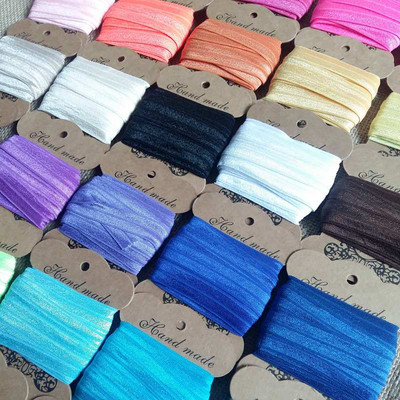 Bandă elastică FOE Spandex, 5 yarzi, 15 mm, culoare solidă, pliată, pentru copii, pentru cravată de păr, bentiță, cusut cu dantelă.