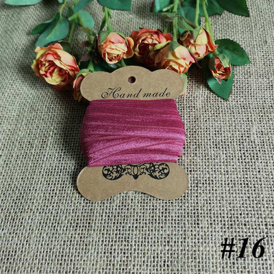 5 jardi 15 mm vienkrāsains, spīdīgs salocījums pāri elastīgai FOE spandeksa lentei bērniem matu kaklasaites galvas saite Lente mežģīņu apdares šūšana